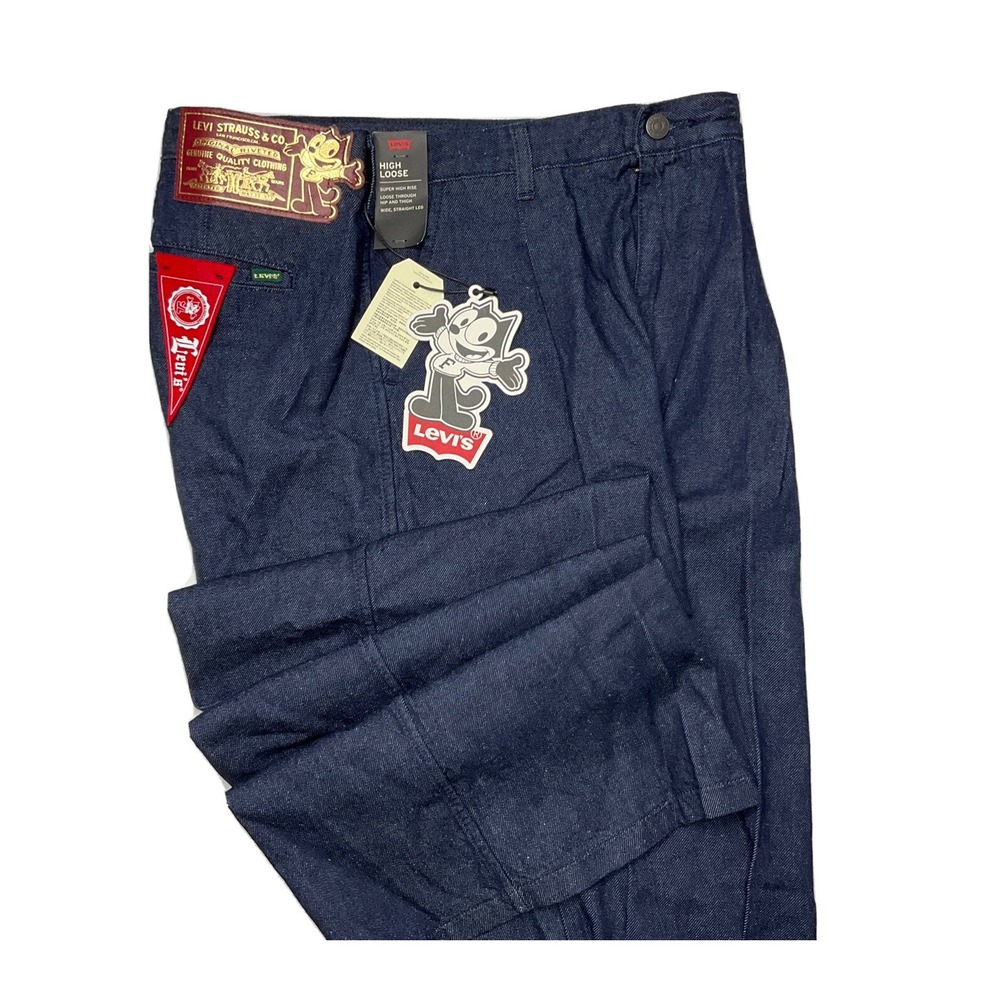 Levis x Felix The Cat Womens 25x29 Pleated High Loose Jeans Limited Edition NWT